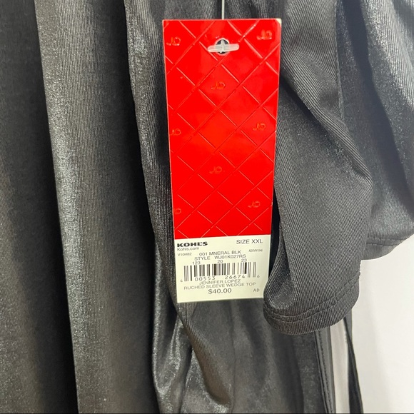 JLO Sheen Ruched Black Shiny Top XXL - Picture 8 of 11